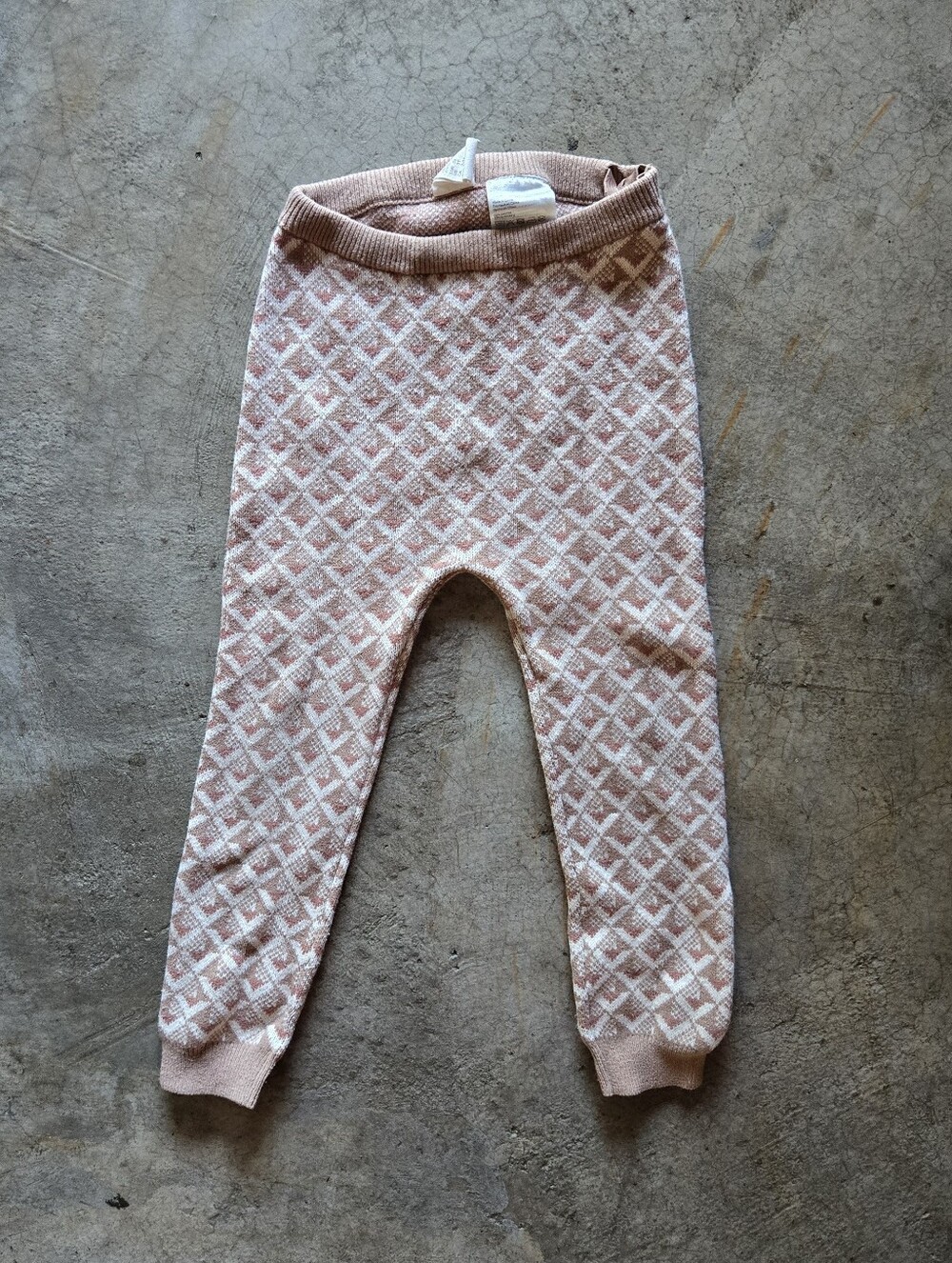 2 For $15 H&M Kids Tan Pale Brown Diamond Knit Baby/Toddler Pants